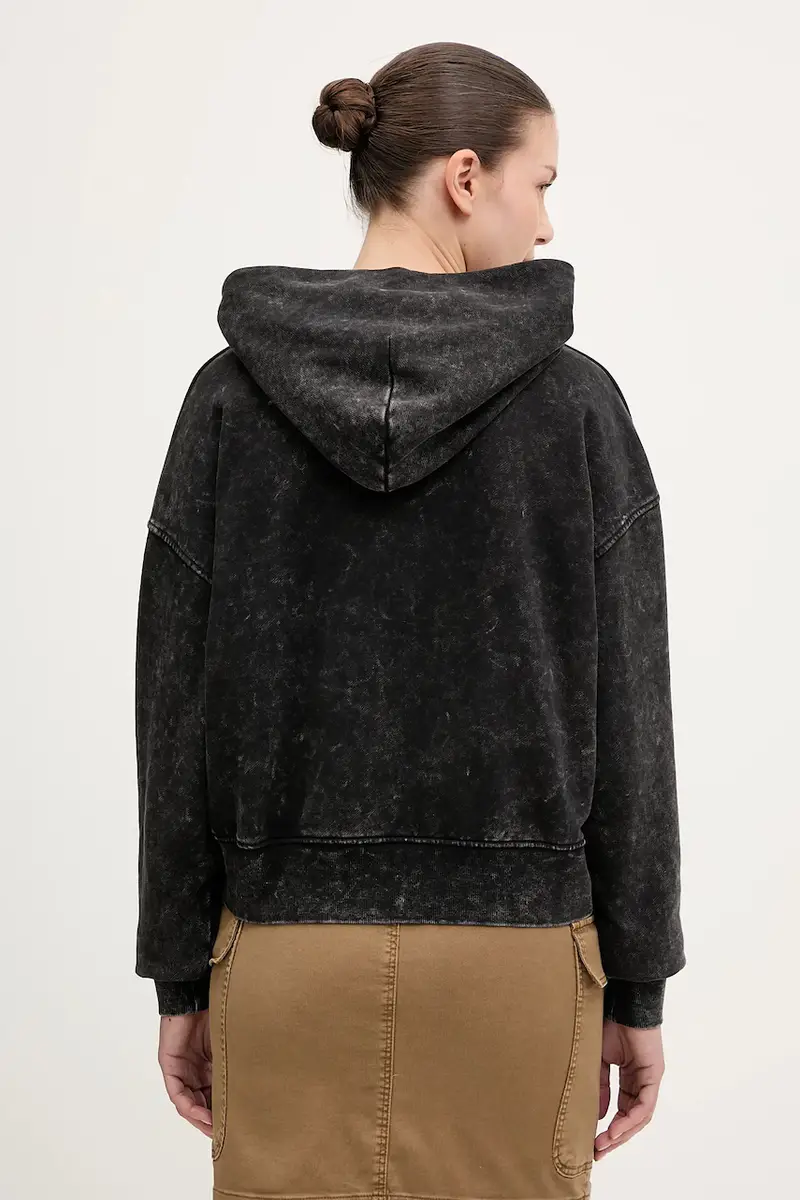 felpa in cotone donna colore nero con cappuccio D27726.D969 miniatura 3