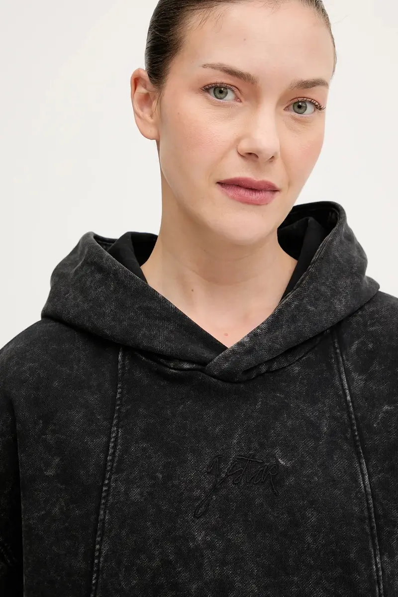 felpa in cotone donna colore nero con cappuccio D27726.D969 miniatura 4