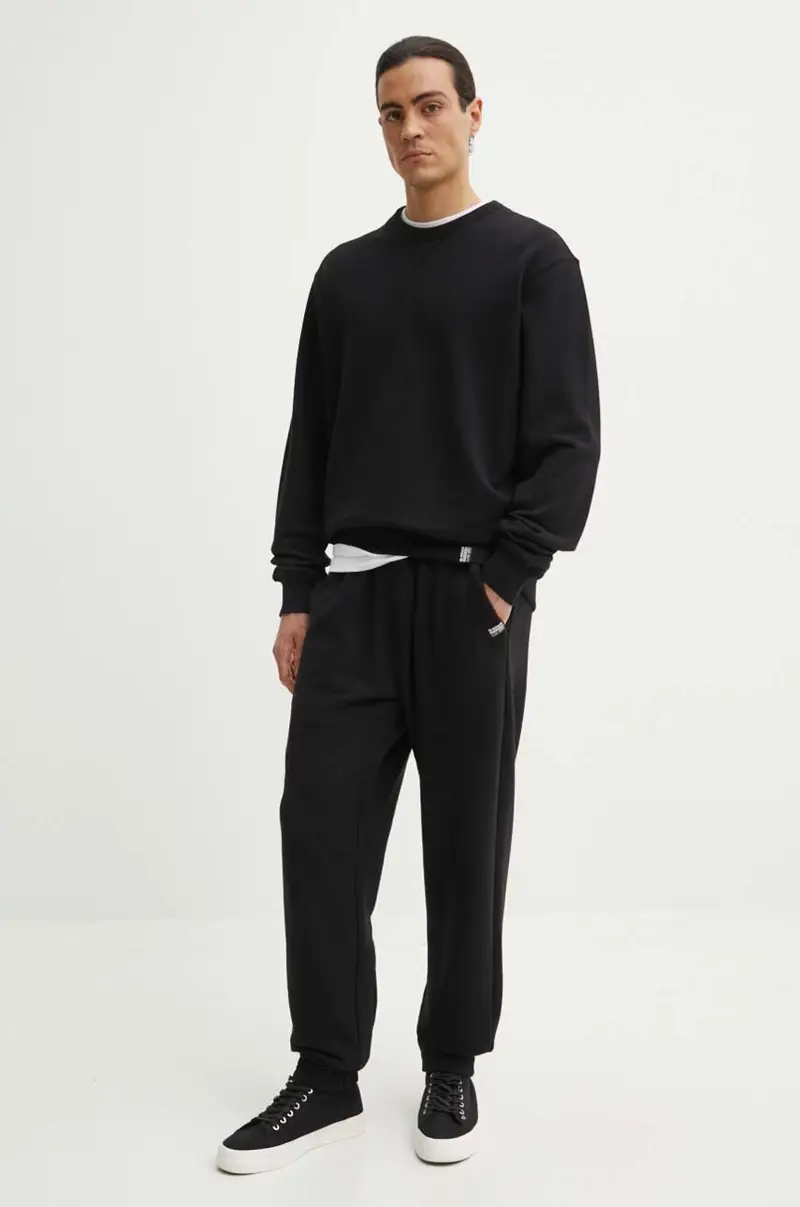 felpa in cotone uomo colore nero D25527-D395 miniatura 2