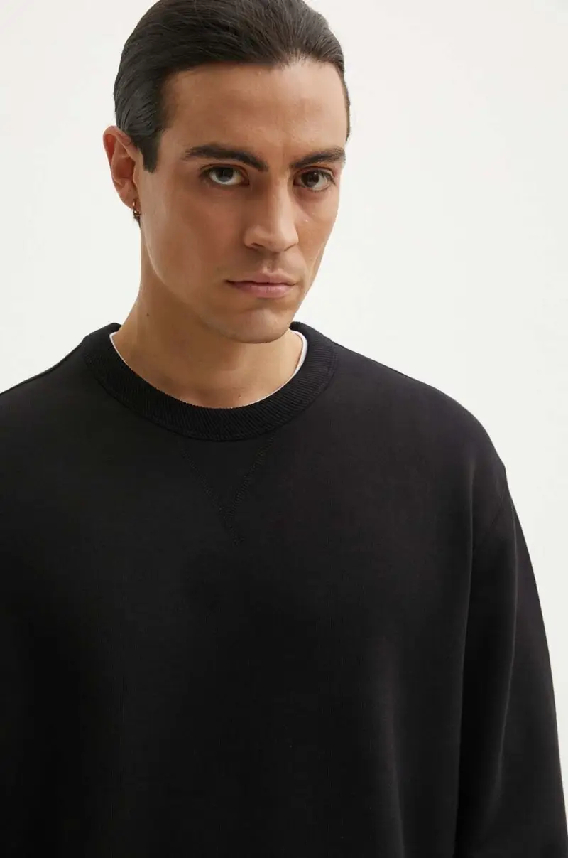 felpa in cotone uomo colore nero D25527-D395 miniatura 4