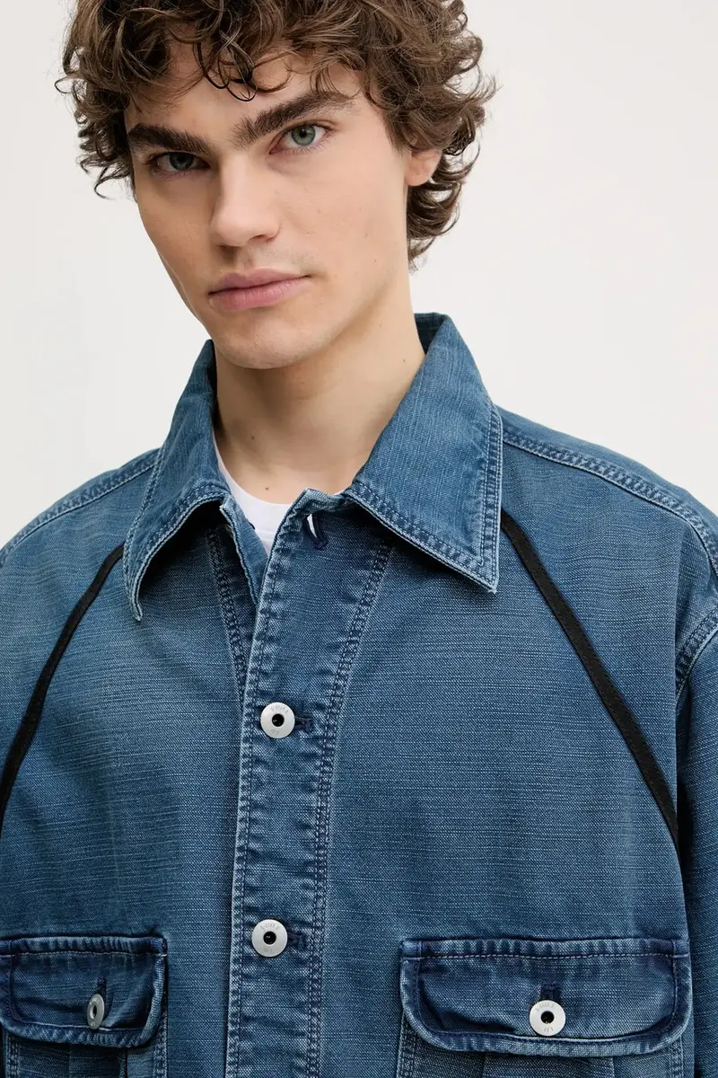 giacca di jeans colore blu navy D26165-D491 miniatura 4