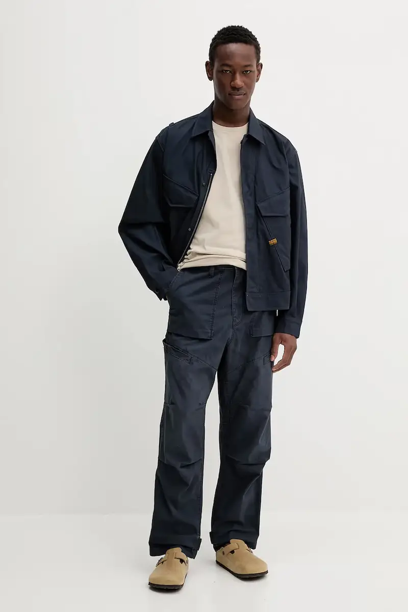 giacca in cotone colore blu navy D26192-D387 miniatura 2