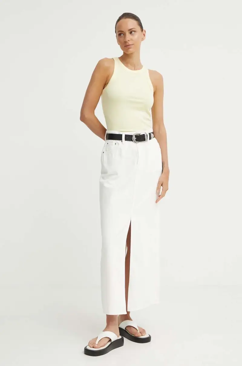 gonna di jeans colore beige D24385-D551 miniatura 2