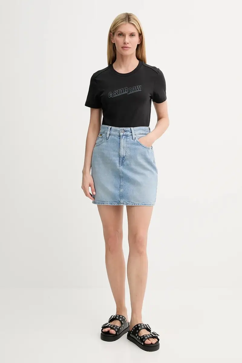 gonna di jeans colore blu D24387-D932 miniatura 2