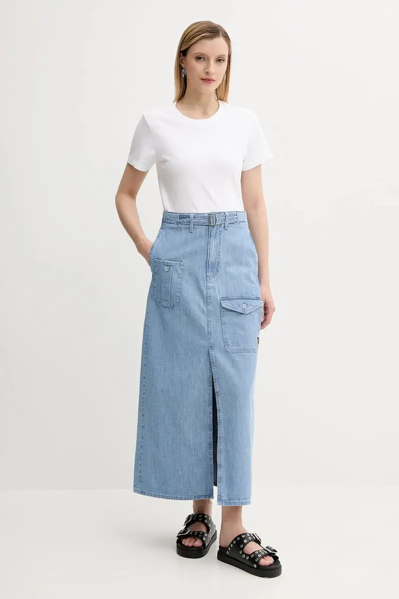 gonna di jeans colore blu D24886-D953 miniatura 2