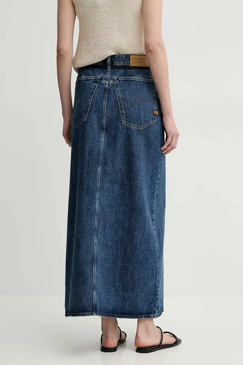 gonna di jeans colore blu navy D25979-D788 miniatura 3