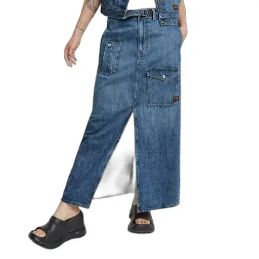 Gonna in jeans cargo lunga con cintura donna G-Star