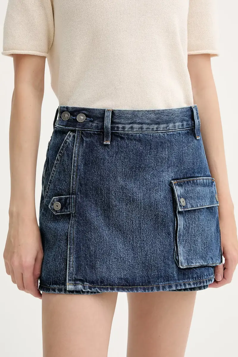 gonna pantalone in denim colore blu navy D26173-D788