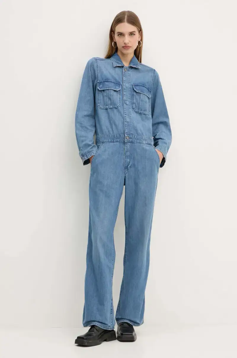 jumpsuit di jeans colore blu D24392-D777 miniatura 2