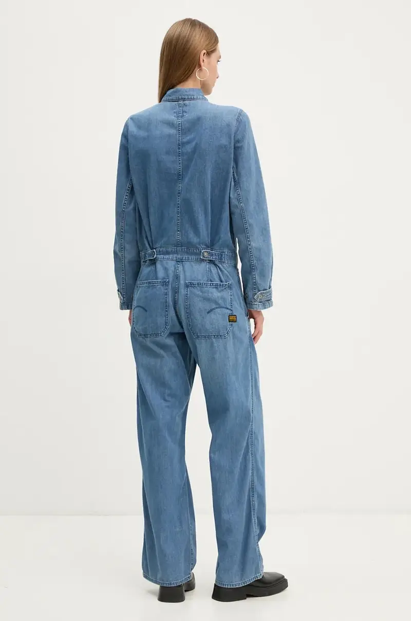 jumpsuit di jeans colore blu D24392-D777 miniatura 3