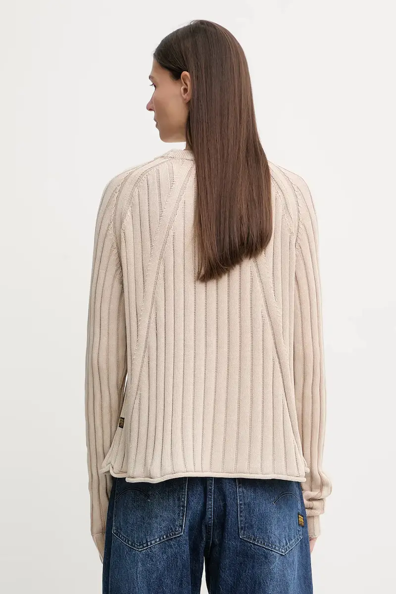 maglione in cotone 0 Washed loose turtle donna colore beige D27725.D630 D27172-D630 miniatura 3