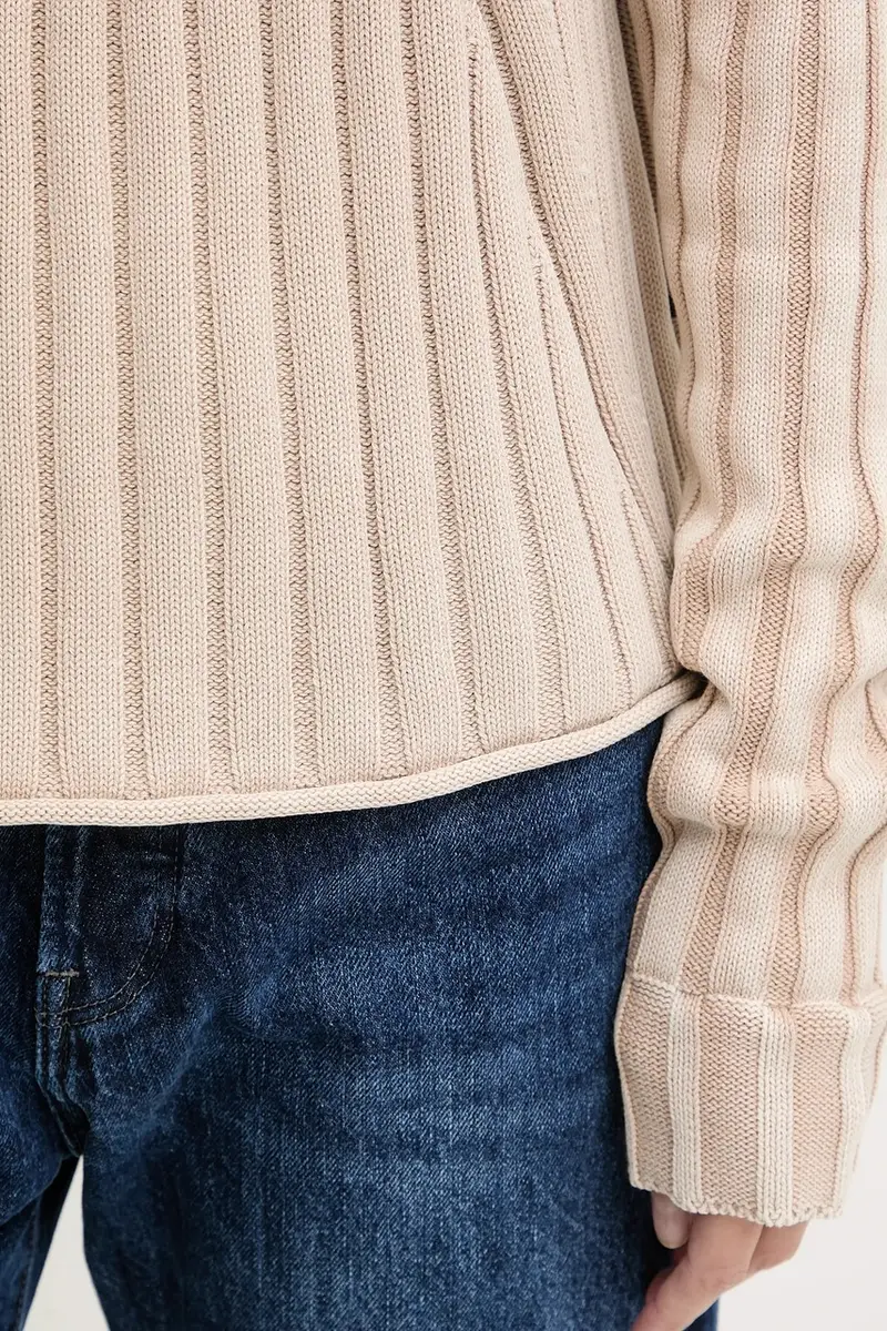 maglione in cotone 0 Washed loose turtle donna colore beige D27725.D630 D27172-D630 miniatura 5