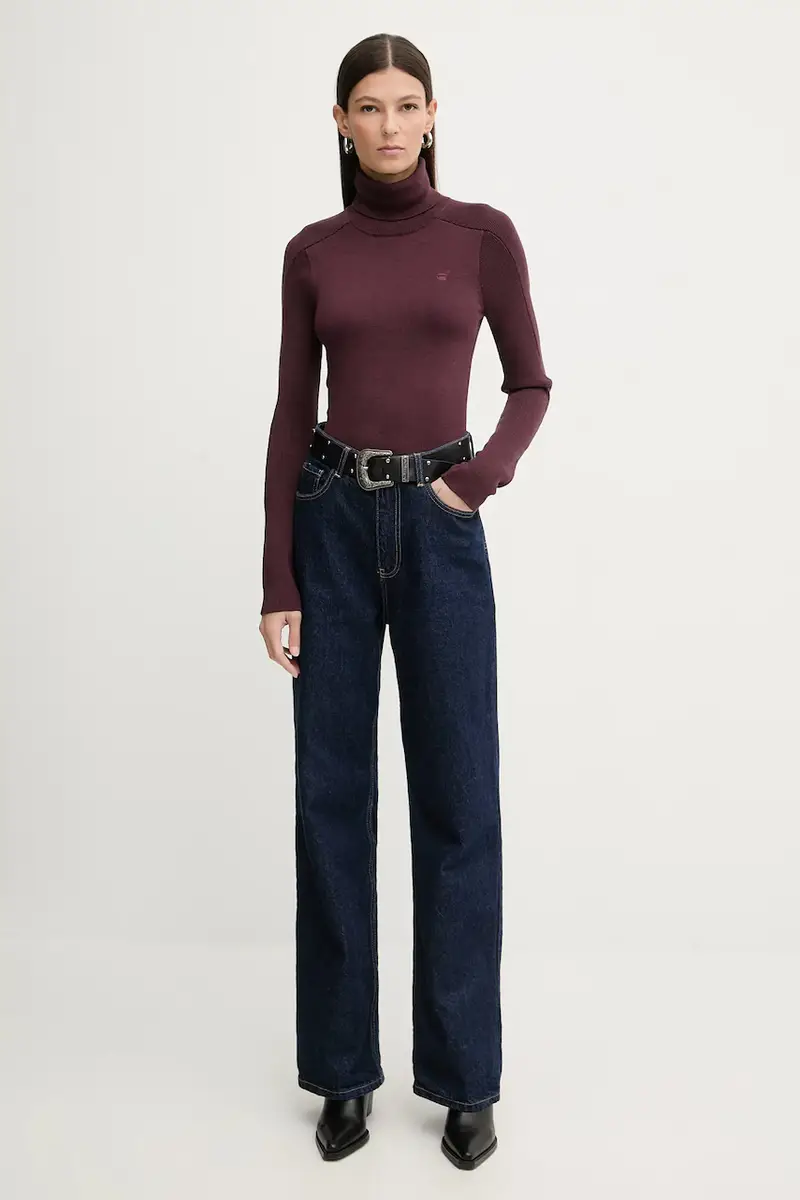 maglione in lana 0 Washed loose turtle Granata miniatura 2