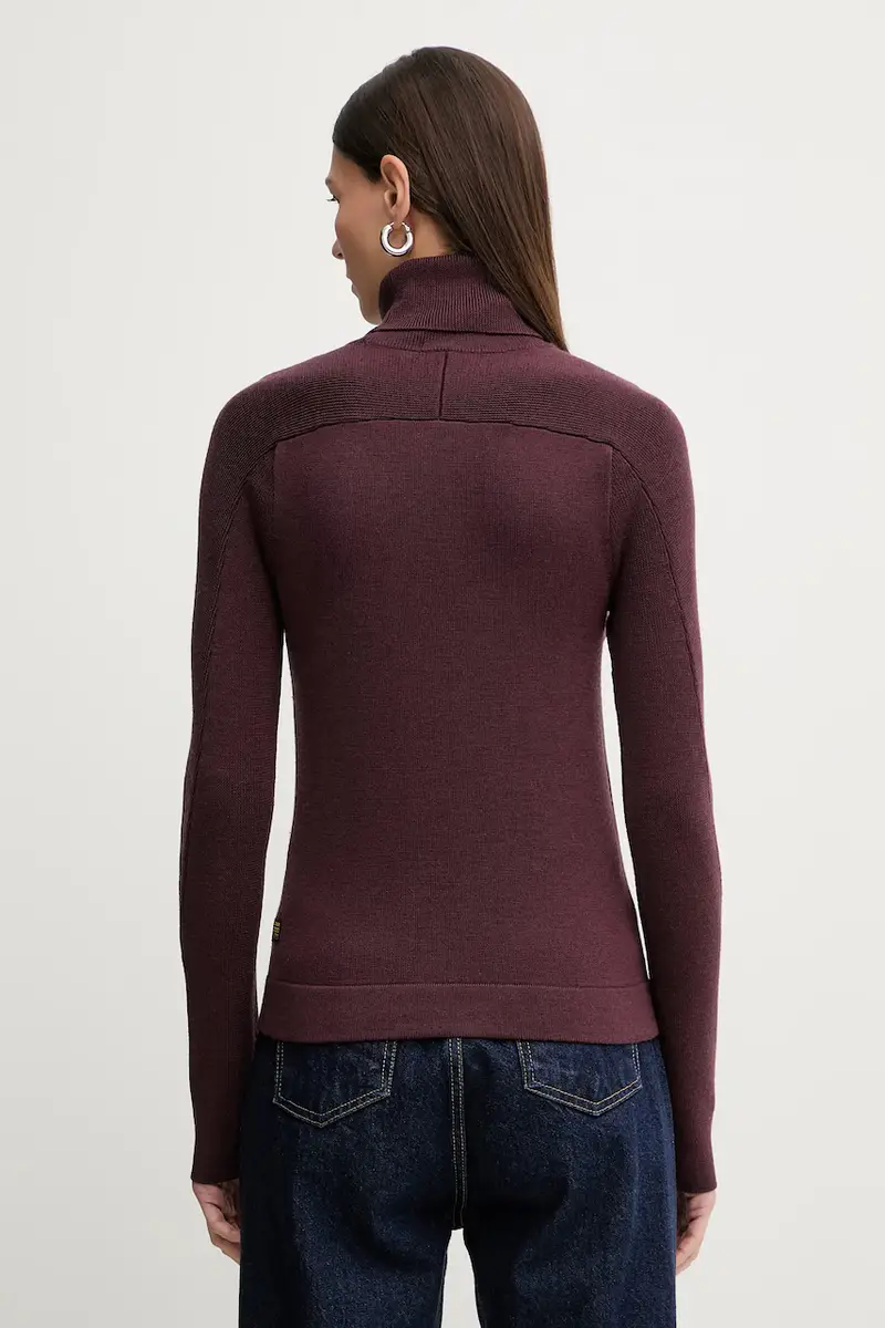 maglione in lana 0 Washed loose turtle Granata miniatura 3