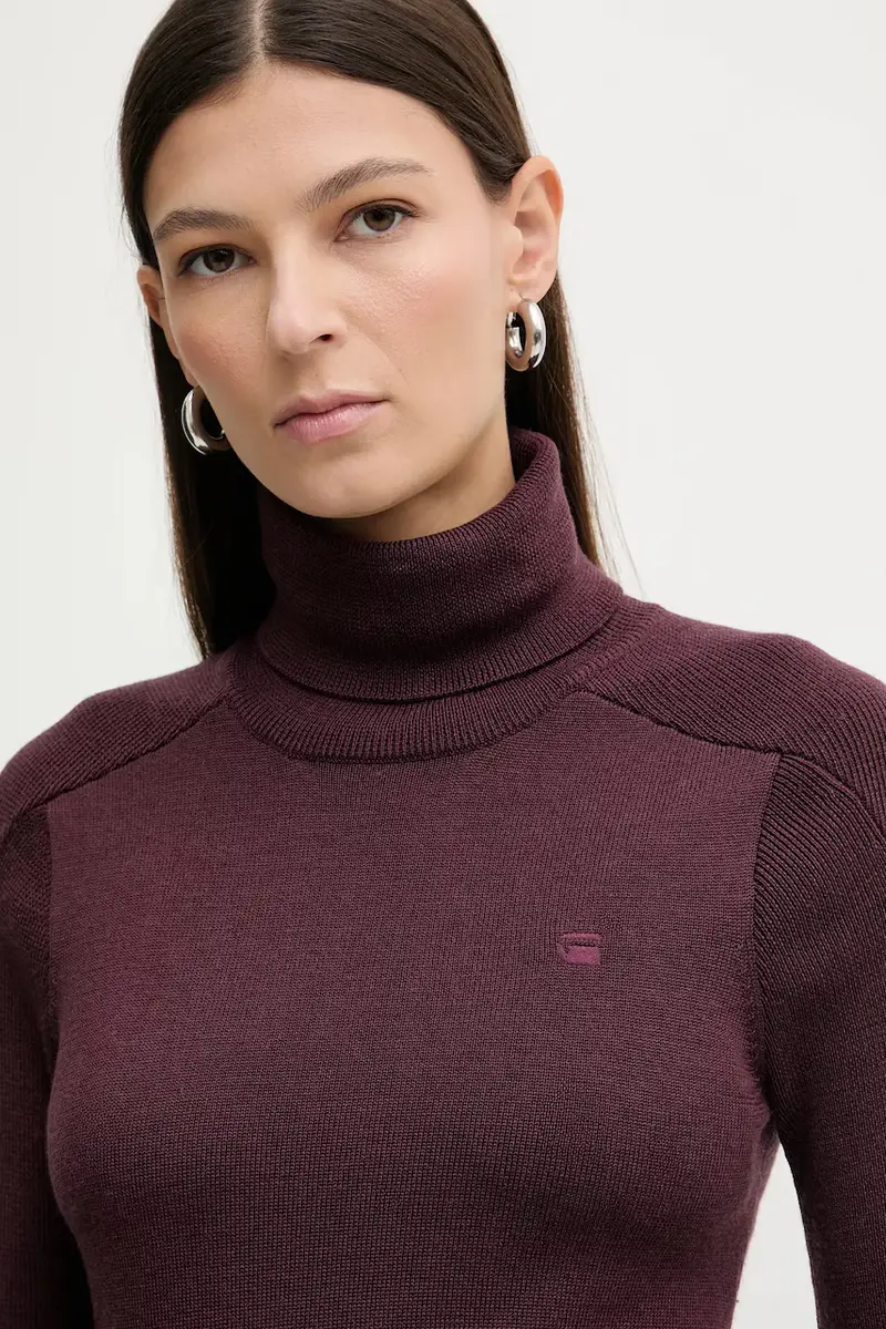 maglione in lana 0 Washed loose turtle Granata miniatura 4