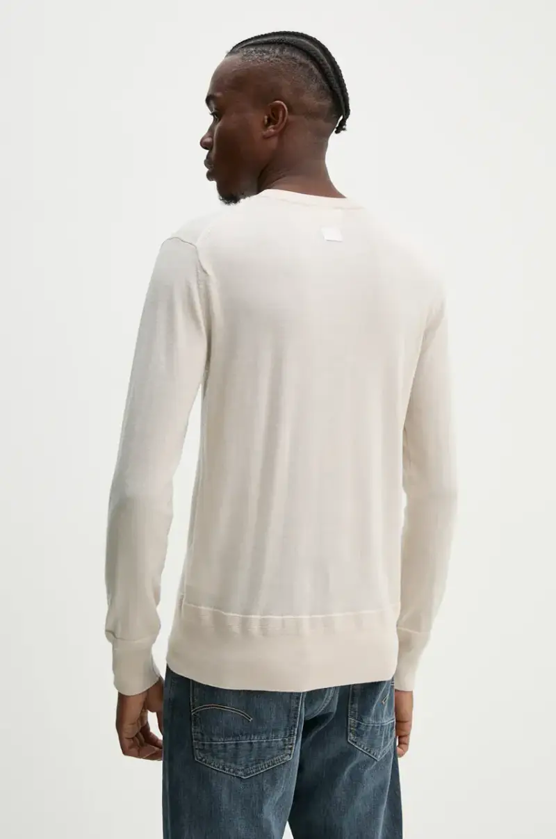 maglione in lana uomo colore beige D25174-D847 miniatura 3