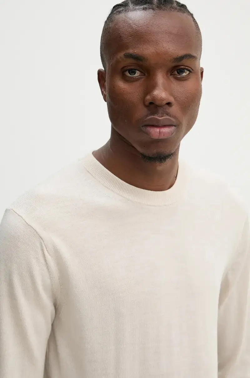 maglione in lana uomo colore beige D25174-D847 miniatura 4