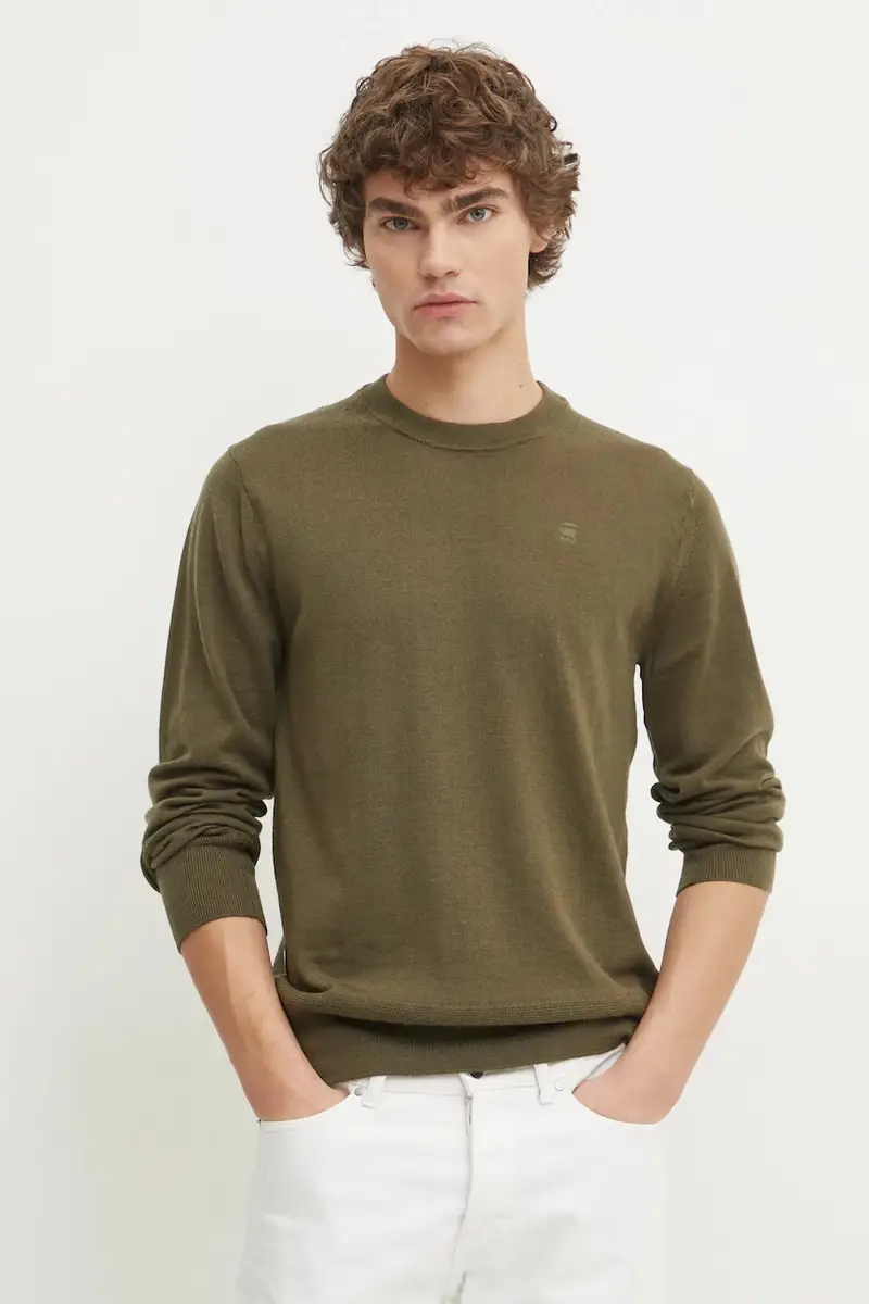 maglione in lana uomo colore beige D25174-D847 Verde miniatura 3