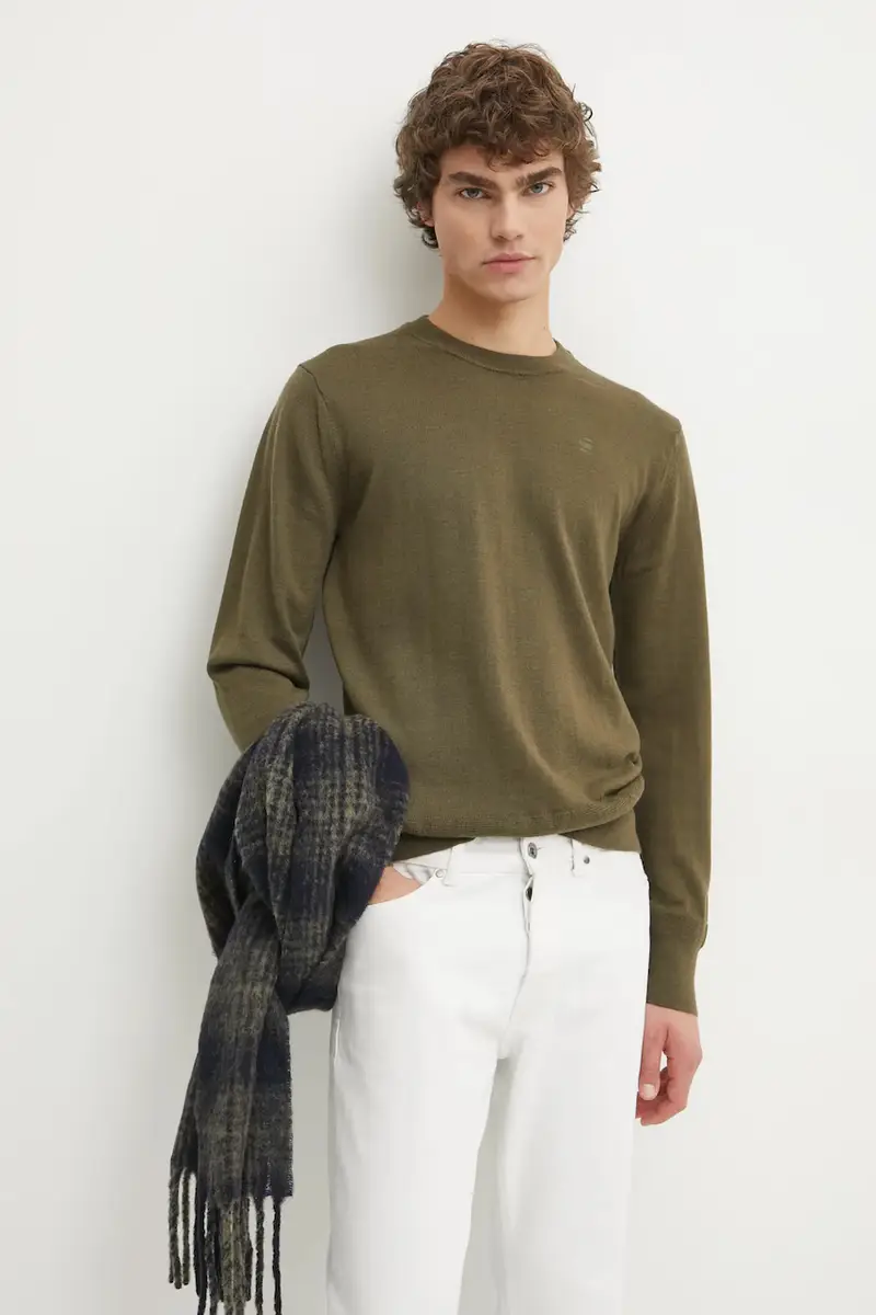 maglione in lana uomo colore beige D25174-D847 Verde miniatura 4