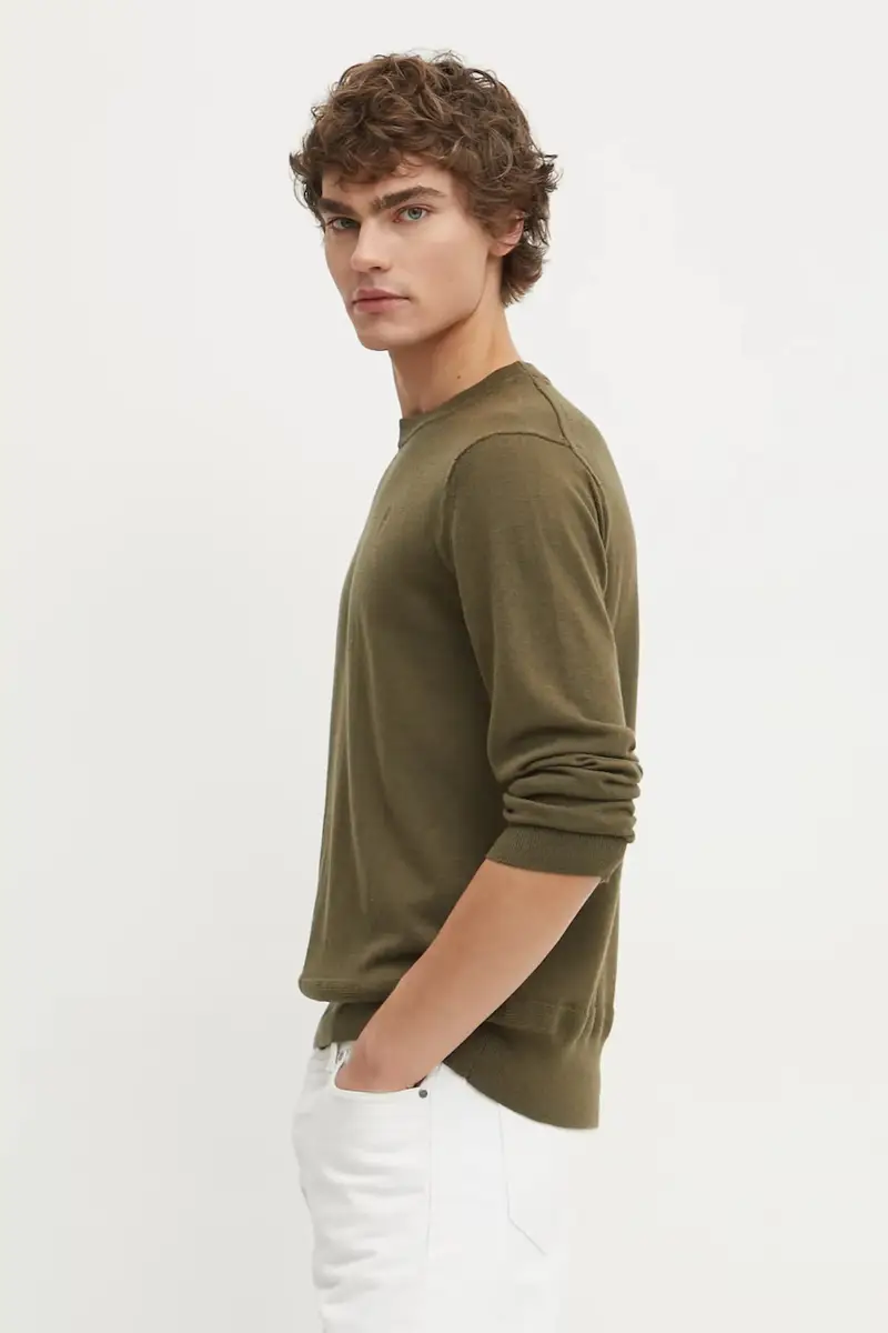 maglione in lana uomo colore beige D25174-D847 Verde