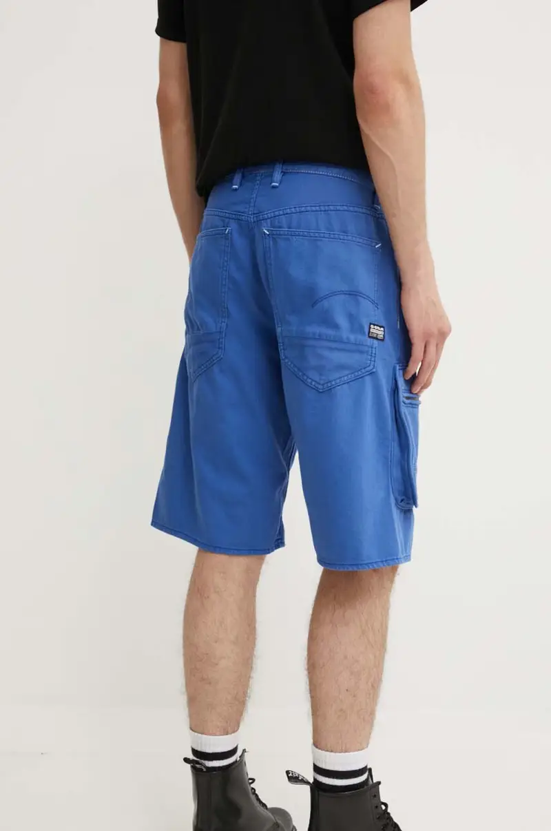 pantaloncini in cotone colore blu D24442-D551 miniatura 3