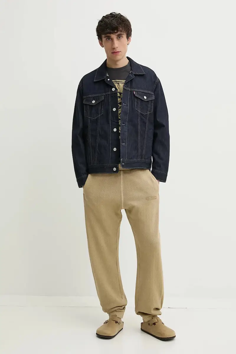 pantaloni della tuta di cotone uomo colore beige D26283-D688 miniatura 2