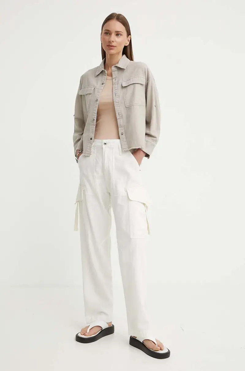 pantaloni donna colore beige D24598-D454 miniatura 2