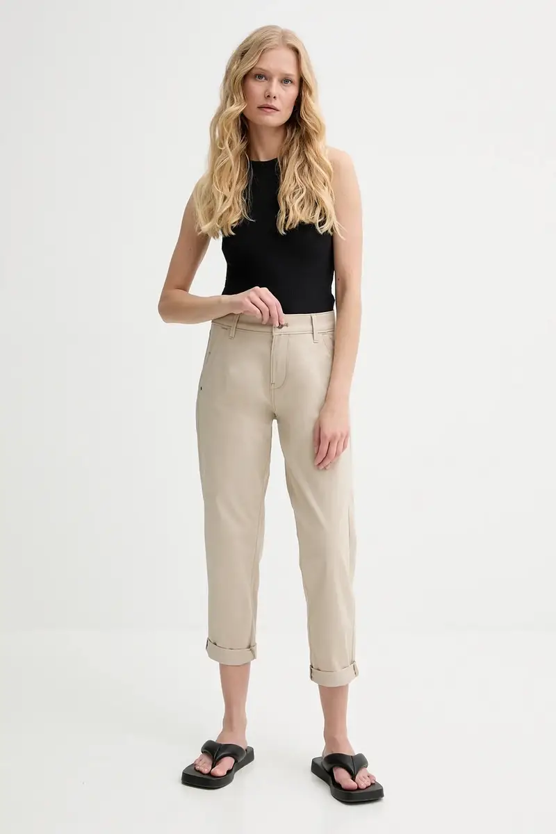 pantaloni donna colore beige D25257-D715 miniatura 2