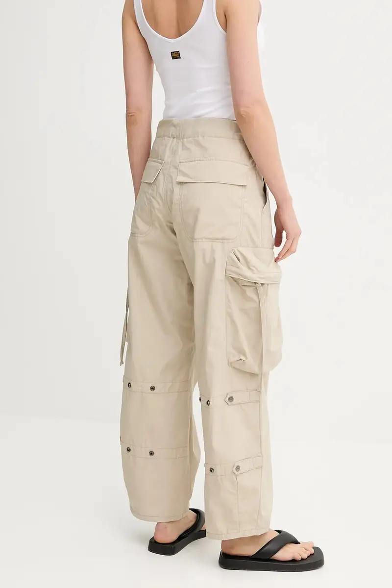 pantaloni in cotone colore beige D26433-C973 miniatura 3