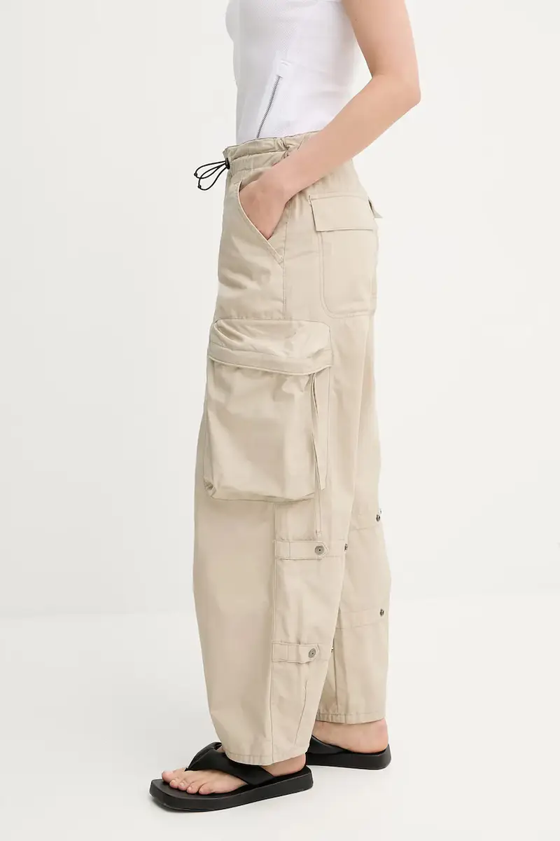 pantaloni in cotone colore beige D26433-C973 miniatura 5