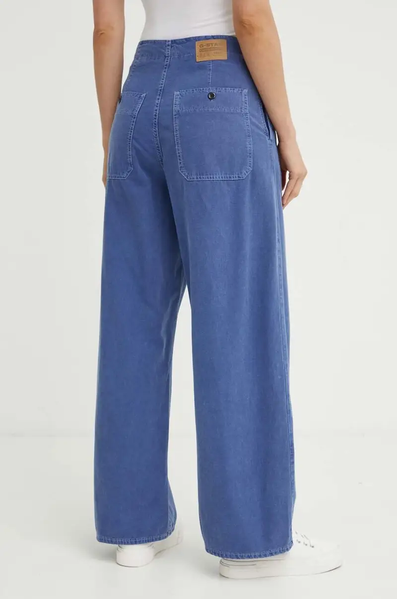 pantaloni in cotone colore blu D24361-D295 miniatura 3