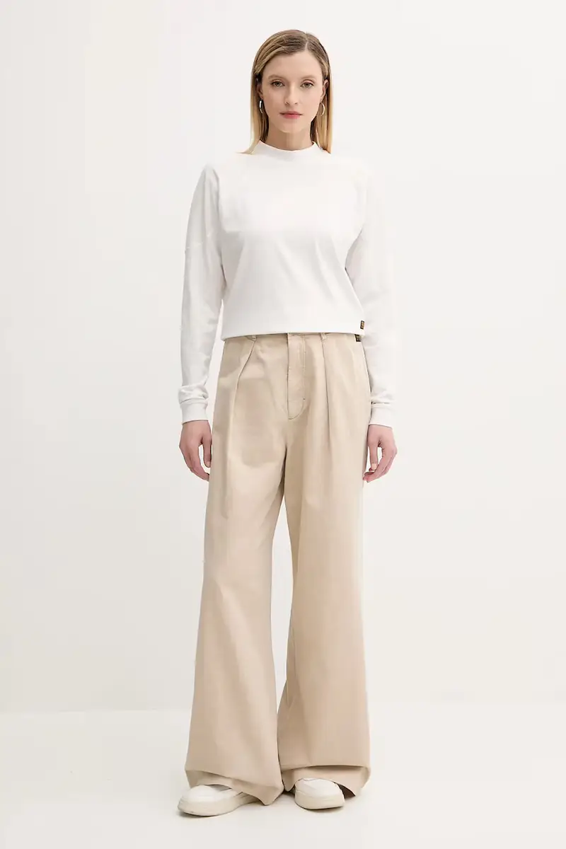 pantaloni in lino misto donna colore beige D26435-D910 miniatura 2