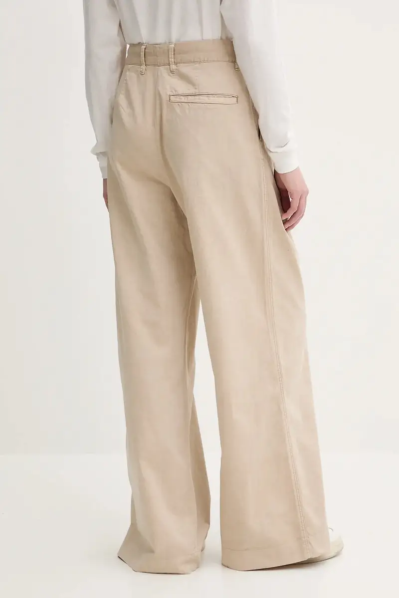 pantaloni in lino misto donna colore beige D26435-D910 miniatura 3