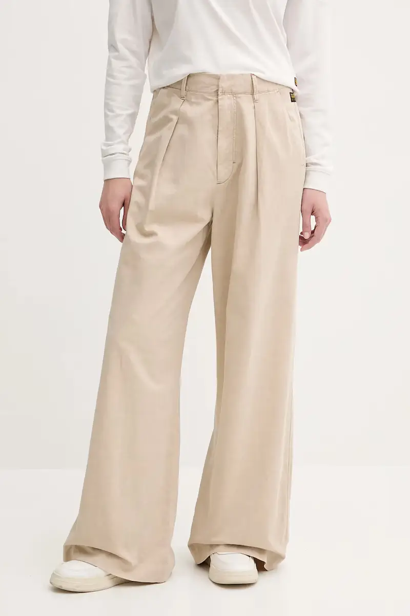 pantaloni in lino misto donna colore beige D26435-D910