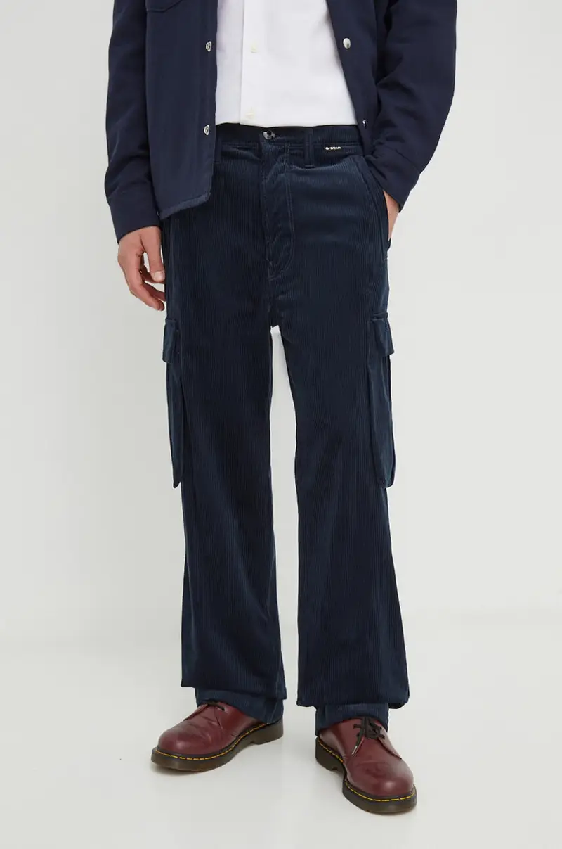pantaloni in velluto a coste colore blu navy