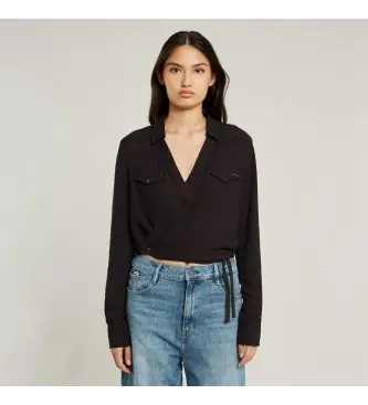 per donna D06288-D723-6484 Camicia nera avvolgente Tacoma (S), Nero, Casual, Viscosa, Manica lunga