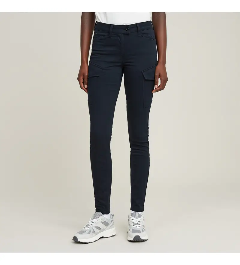 per donna D16828-D950-B231 Pantaloni blu scuro skinny alti a forma di G Blossite (25/30), Casual, Cotone, Navy