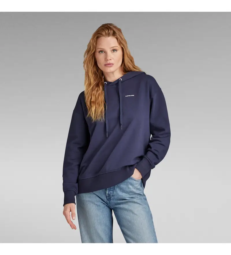 per donna D23359-A613-6067 Felpa con cappuccio grafica Core blu scuro (XS), Casual, Cotone, Manica lunga, Navy