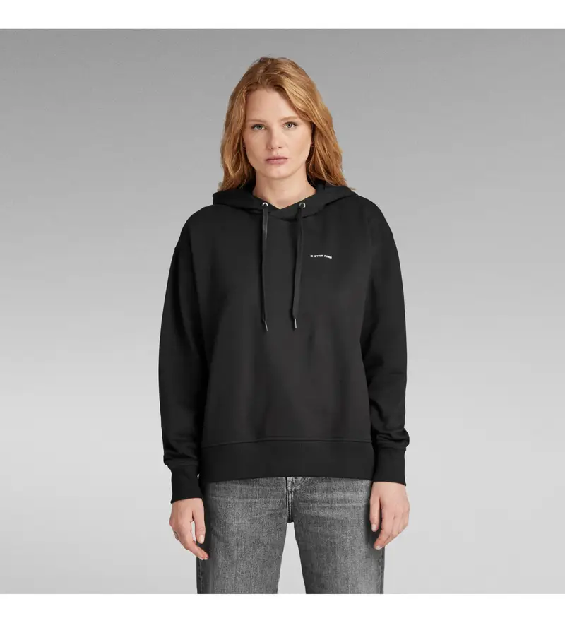 per donna D23359-A613-6484 Felpa con cappuccio Graphic Core nera (XS), Nero, Casual, Cotone, Manica lunga