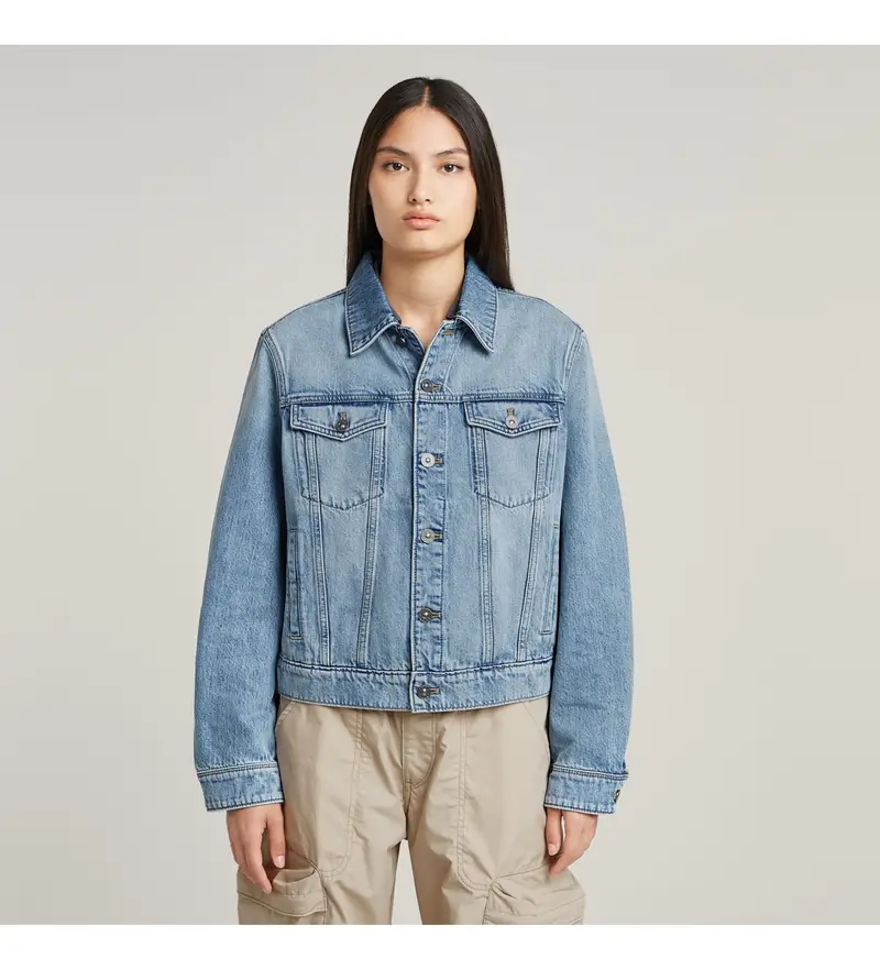 per donna D24337-D932-H110 Giacca in vero denim blu (XS), Casual, Cotone