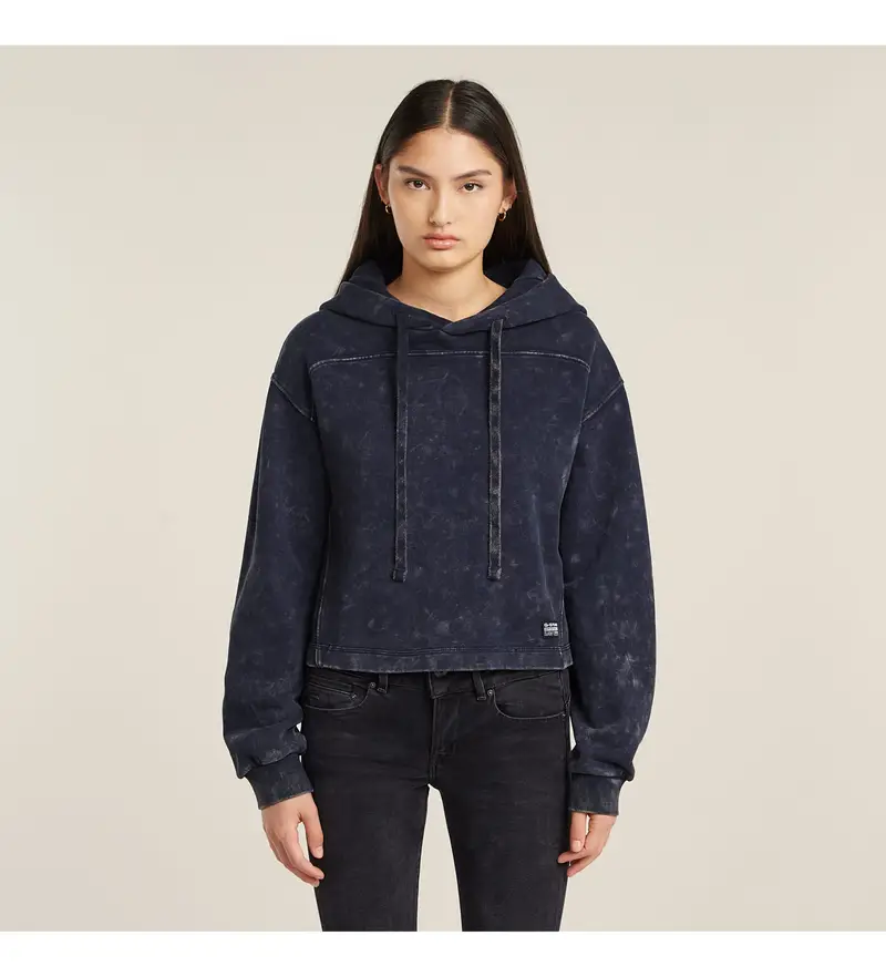 per donna D24402-D249-H193 Felpa ampia blu scuro sovratinta (XXS), Casual, Cotone biologico, Sostenibile, Navy