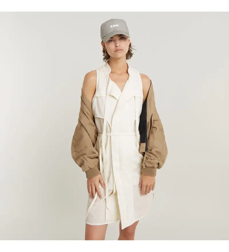 per donna D24621-D591-1284 Abito corto bianco senza maniche (S), Casual, Cotone, Senza maniche / cinghie