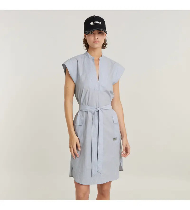 per donna D24622-C667-G460 Abito sahariano blu (M), Casual, Cotone, Manica corta