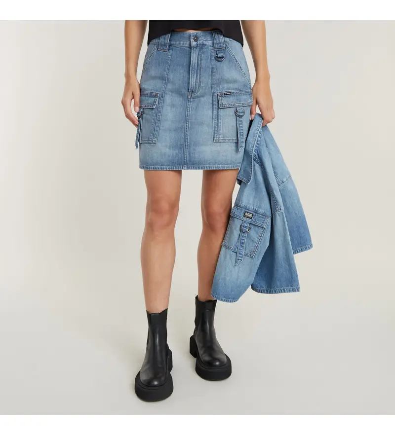 per donna D24887-D539-G341 Minigonna blu utility Viktoria (30), Casual, Cotone, Denim