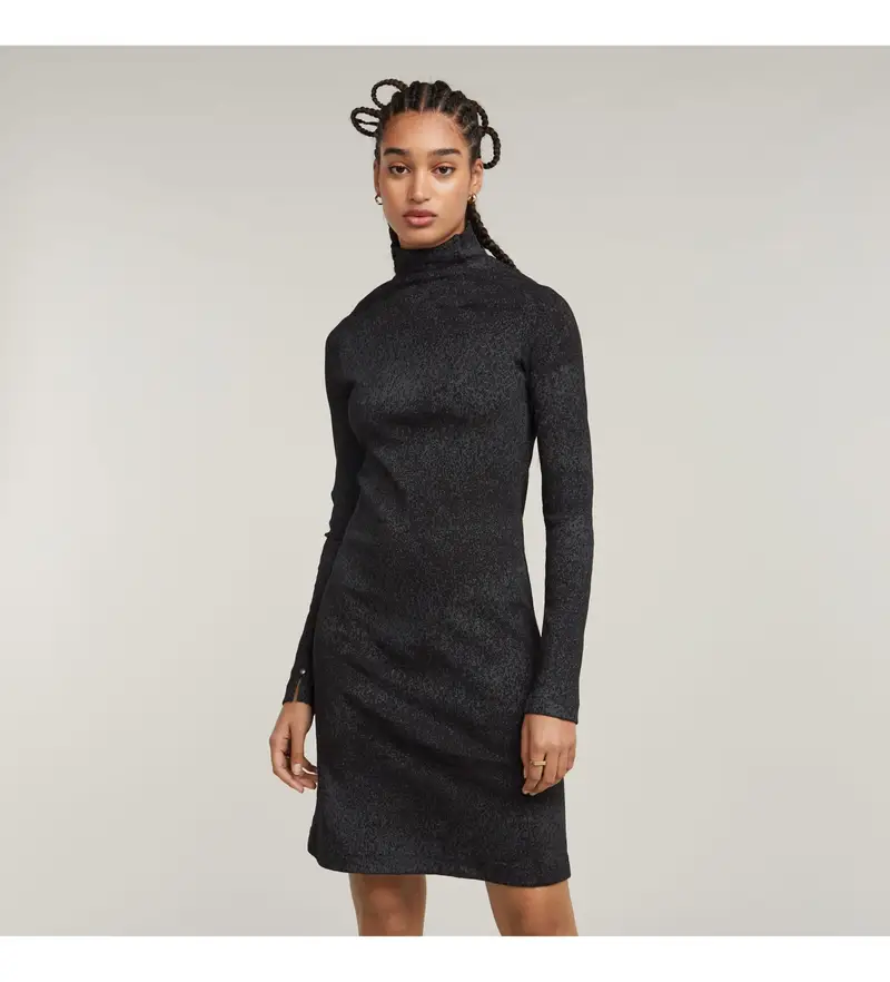 per donna D25042-D799-9985 Abito rivestito nero (XS), Casual, Manica lunga