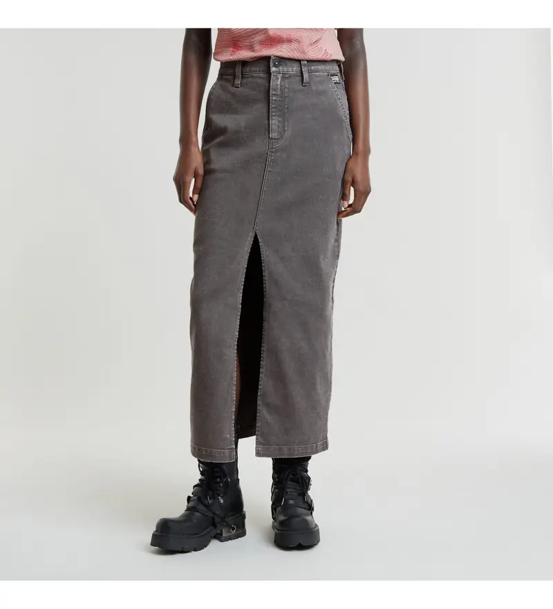 per donna D25237-D730-1468 Gonna longuette grigia (30), Casual, Grigio, Cotone