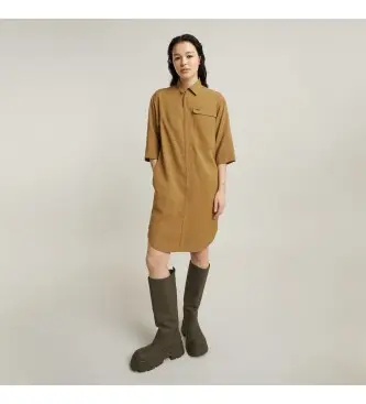 per donna D25245-D714-1395 Abito tunica cargo marrone (S), Casual, Viscosa, Manica corta