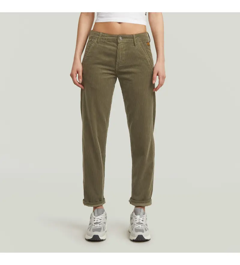 per donna D25257-E169-C249 Pantaloni chino verdi boyfriend di Kate (27/32), Casual, Verde, Cotone