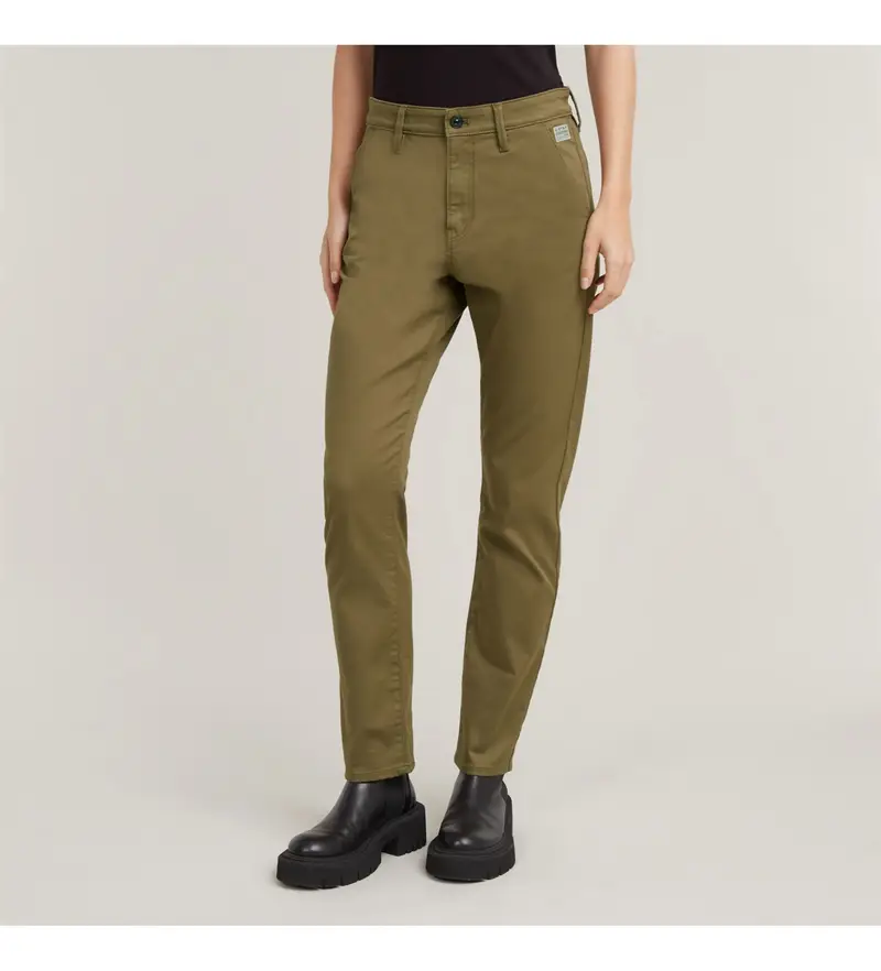 per donna D25261-C105-735 Pantaloni chino slim color kaki (24/30), Casual, Verde, Cotone