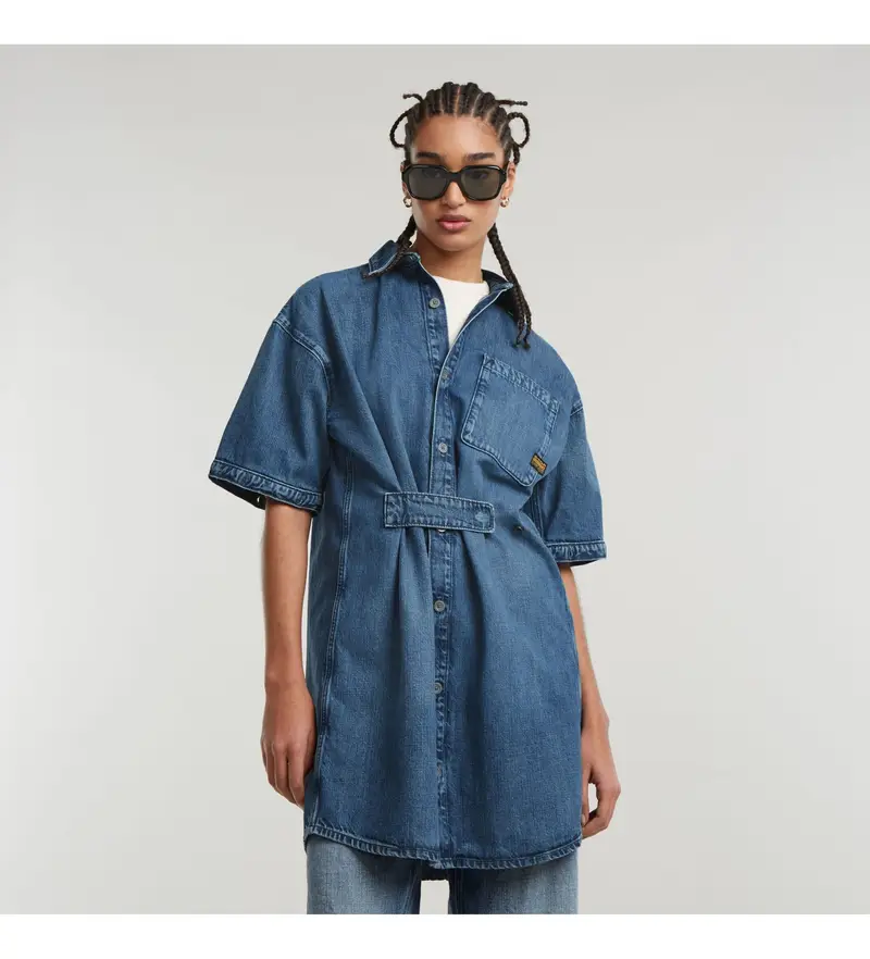 per donna D25349-D301-G357 Abito camicia modulare blu (XXS), Casual, Denim, Cotone biologico, Sostenibile